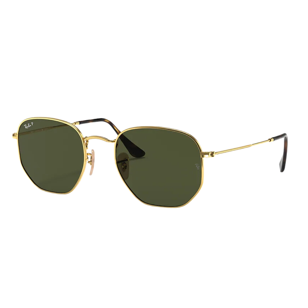 Round Metal Hexagonal Dorado/Verde Liso