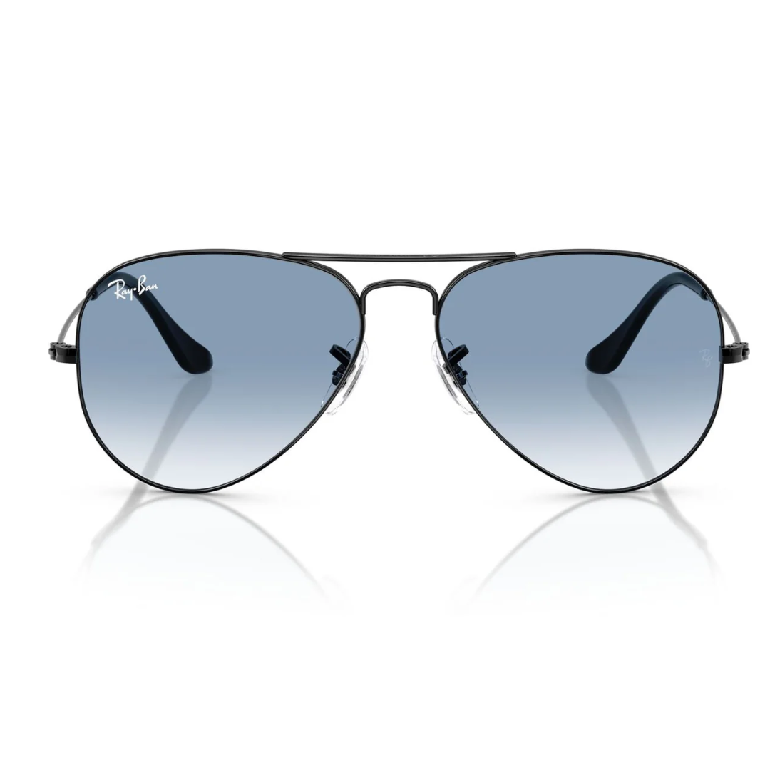 Aviador clasico negro con lente azul