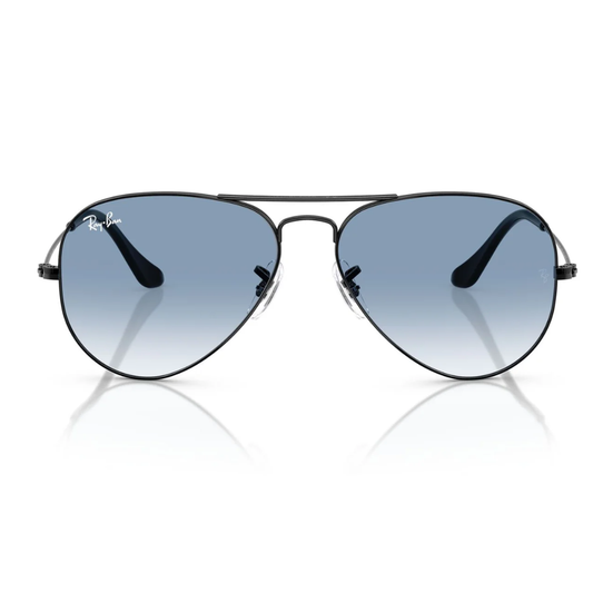 Aviador clasico negro con lente azul