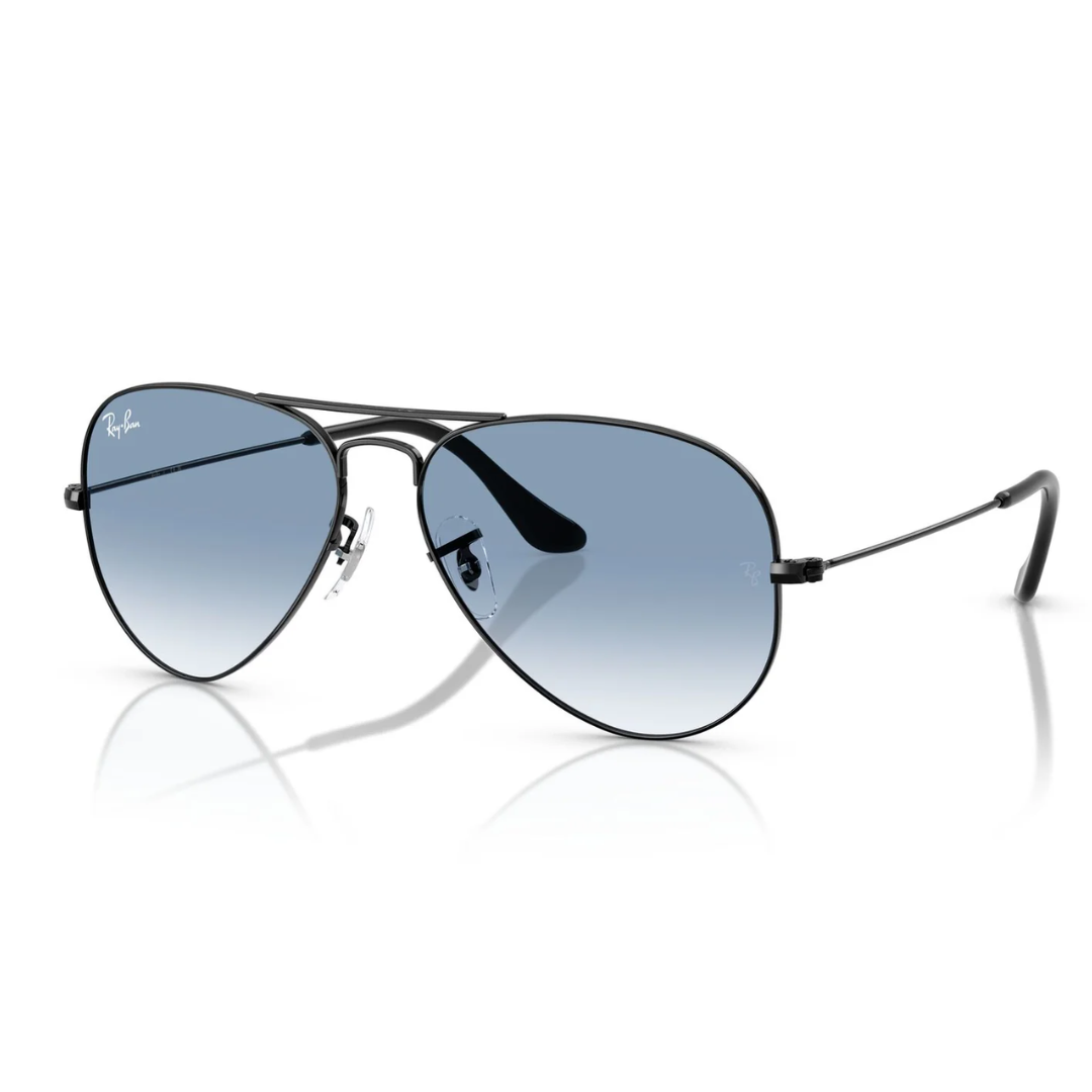Aviador clasico negro con lente azul