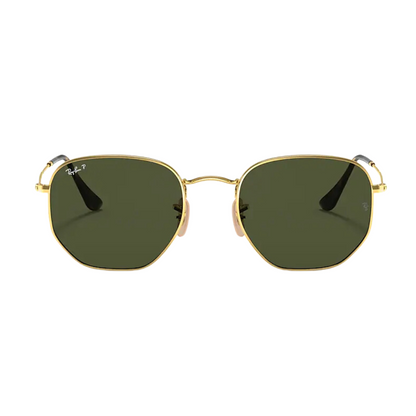 Round Metal Hexagonal Dorado/Verde Liso