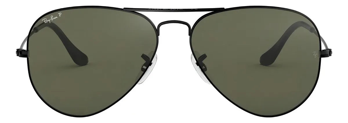 Aviador clasico negro con lente verde