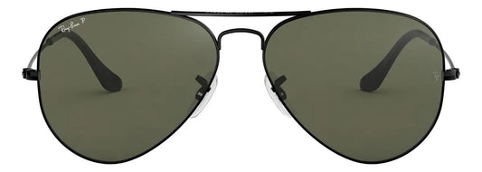 Aviador clasico negro con lente verde