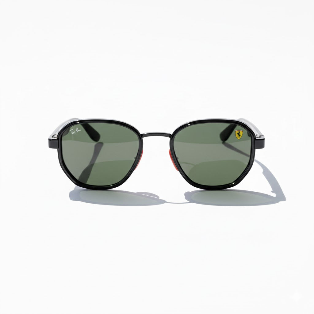 Ferrari Gunmetal Negro/Verde patilla punta roja